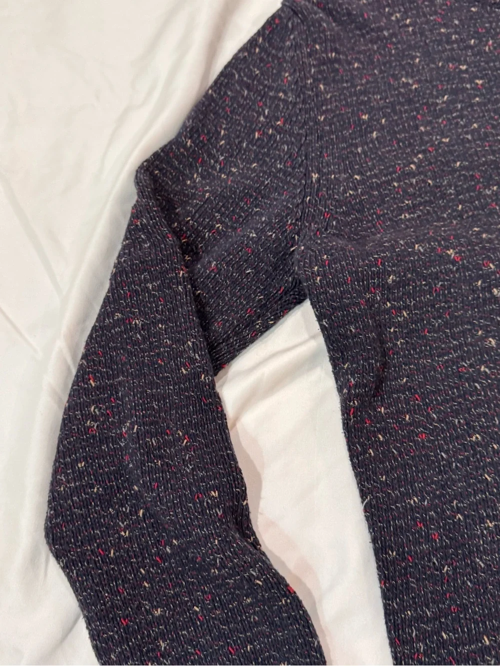 Zara Man Speckled Fleck Knit Crewneck Sweater Navy Blue Multicolor Size Medium